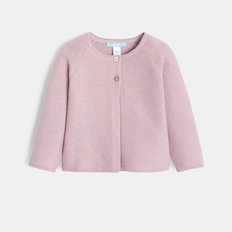 Gilet tricot à revers mauve bébé fille Mauve Violet