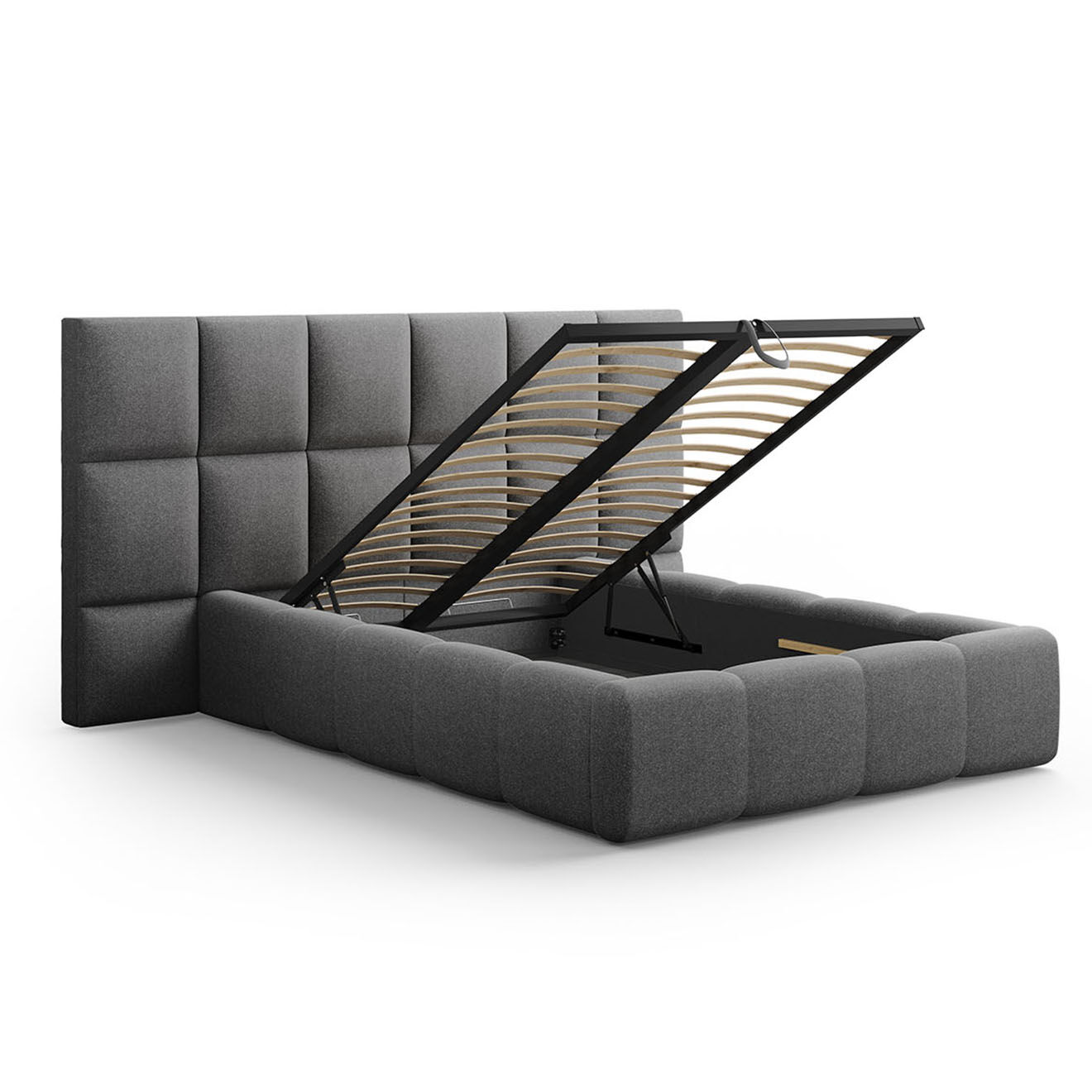 Maison Héritage Lit avec coffre de rangement Isa gris foncé - 230x250x125 cm