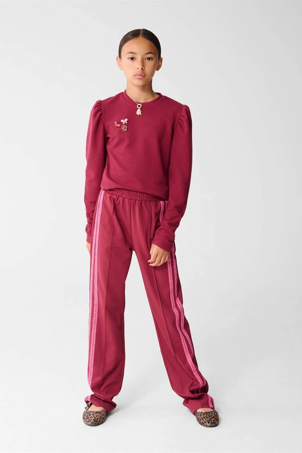 Shoeby longsleeve donkerrood rib gebreid