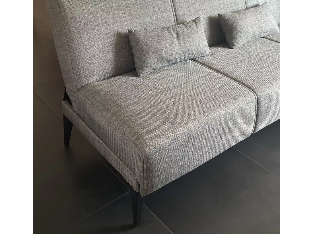Canapé lit Hugo, Canapé lit en tissu, Canapé lit avec mécanisme d'ouverture par clic, Canapé lit avec coussins, 190x70h80 cm, Grey