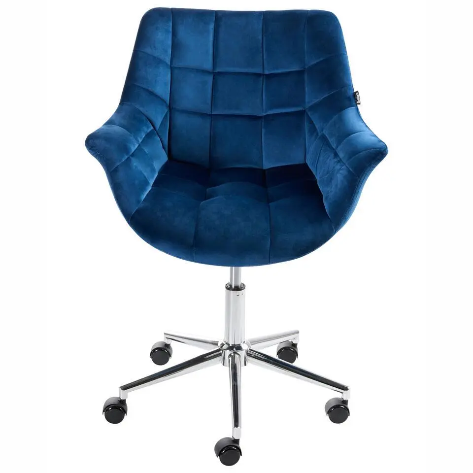 LABELLE - Bureaustoel - Donkerblauw - Fluweel