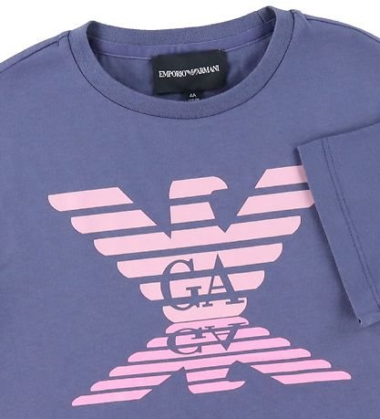 Emporio Armani T-Shirt - Blue Indaco m. Rosa
