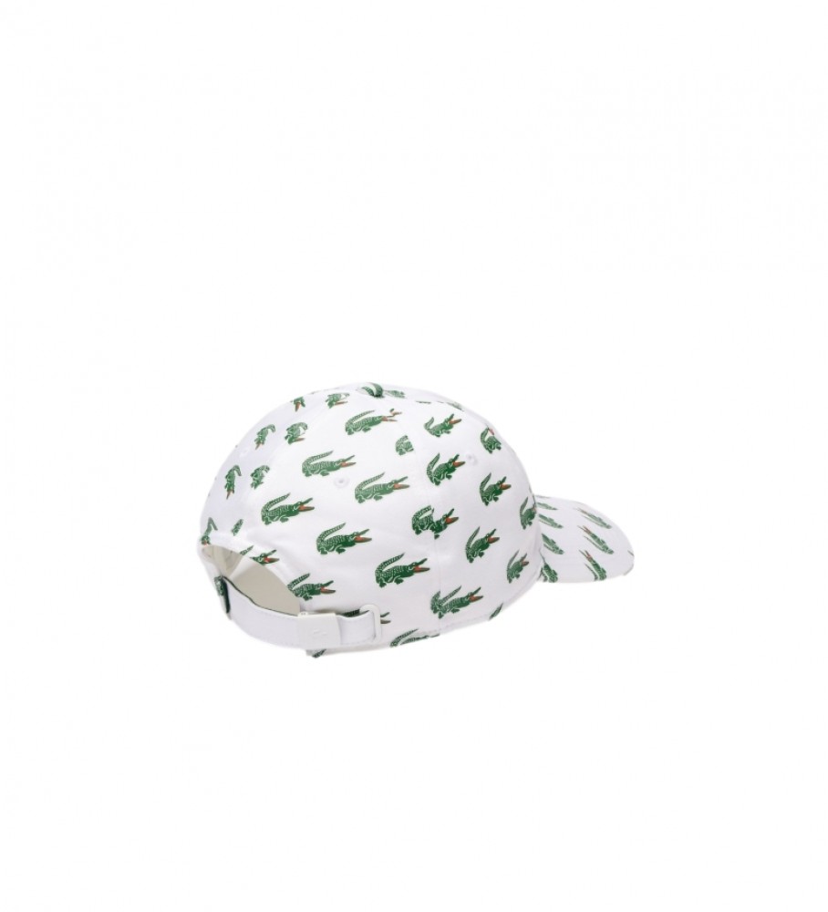 Boné Lacoste de algodão com estampa de crocodilo branca
