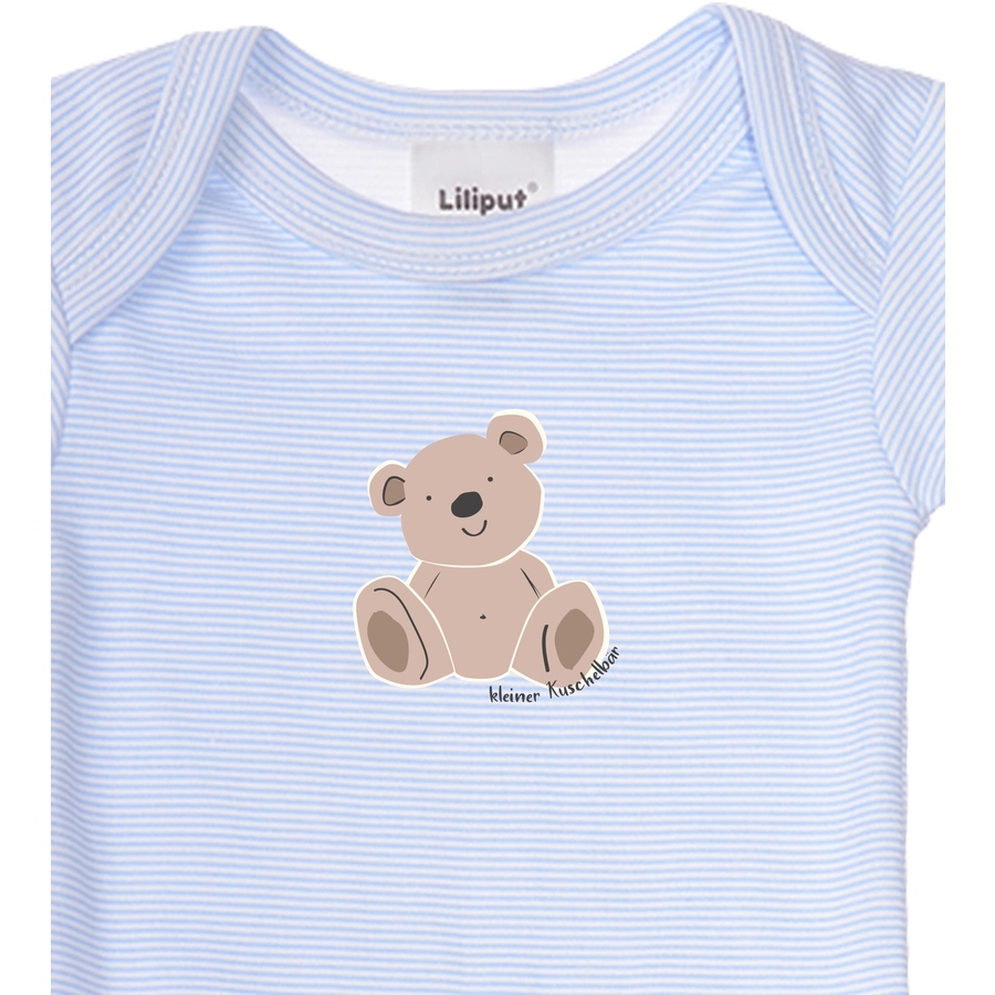 Liliput Baby-Bodies kleiner Liebling grau-melange blau gestreift