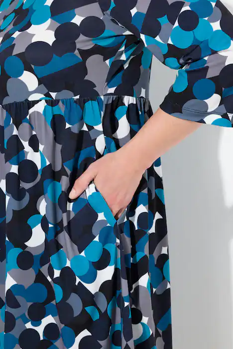 Longshirt, Punkte, A-Linie, Carré-Ausschnitt, 3/4-Arm, schwarz