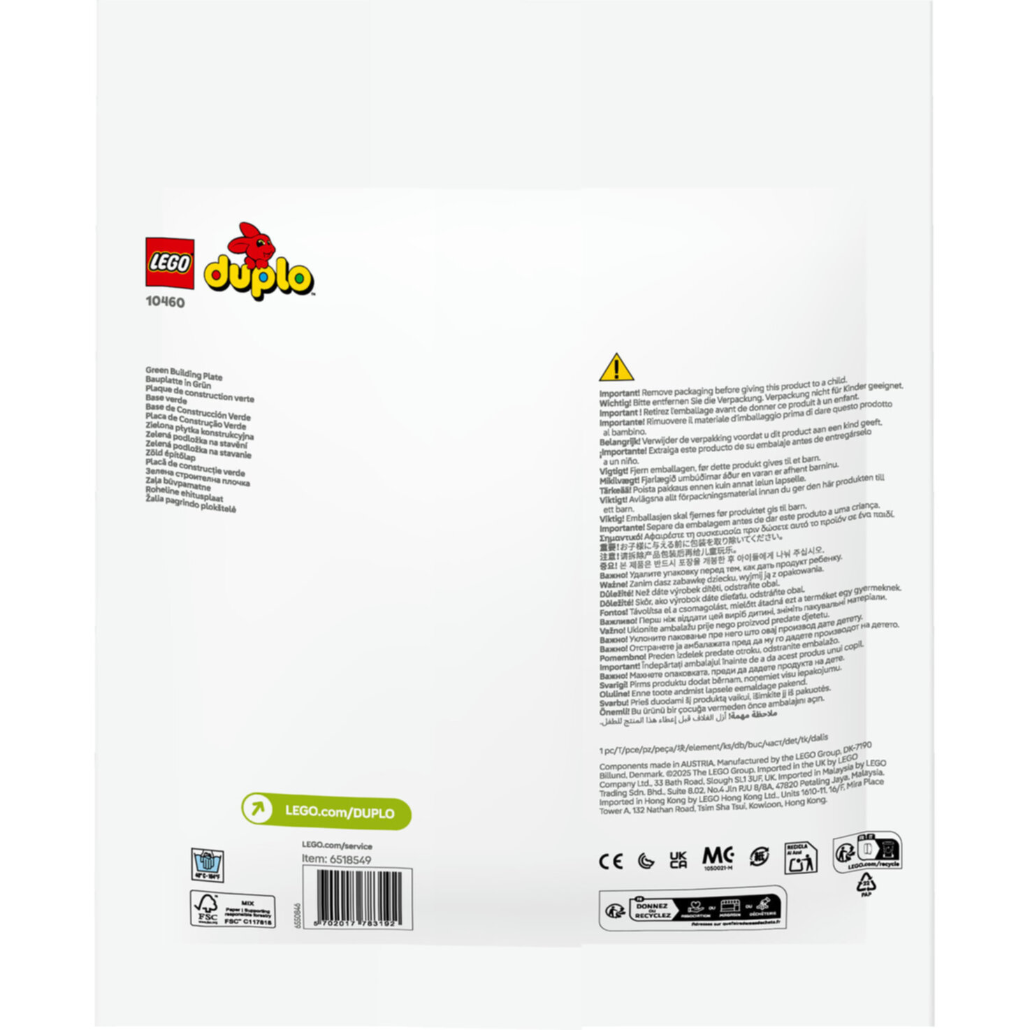 LEGO® Duplo 10460 Bauplatte in Grün 1.5+ Jahre