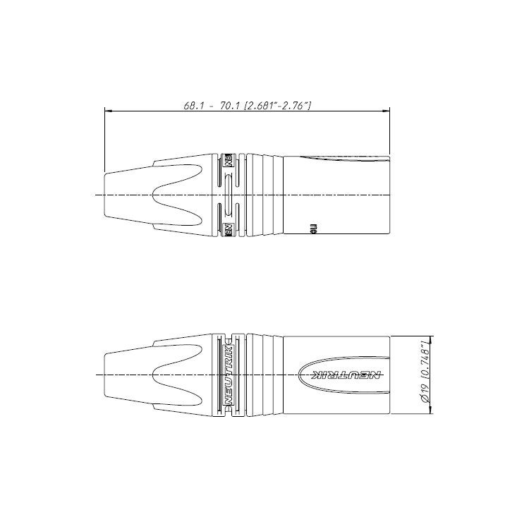 Neutrik NC3MXX-HE XLR kabeldeel 3p. male zwart, chromium