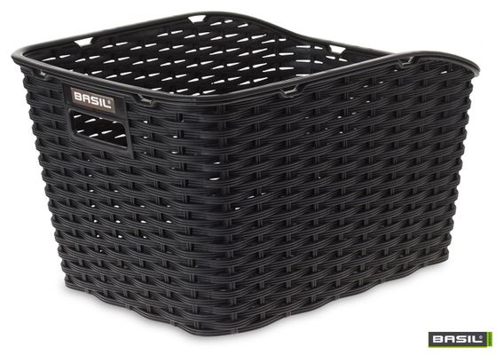 BASIL Panier arrière fixation simple sur le porte bagage arrière - dimensions 35x26x24 cm - couleur noir - en plastique