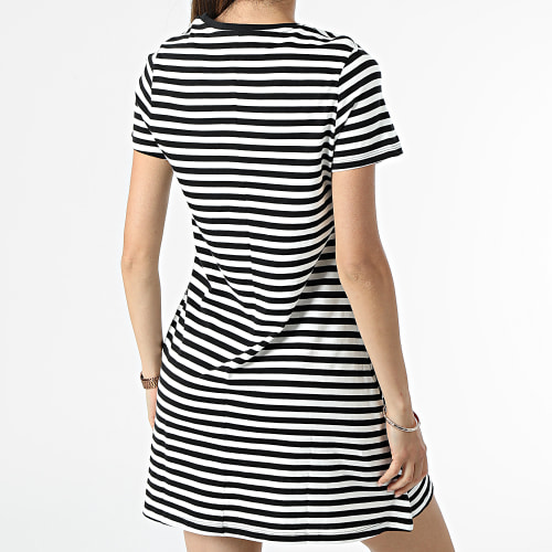 Robe Tee Shirt Femme Pocket Stripe Noir Blanc