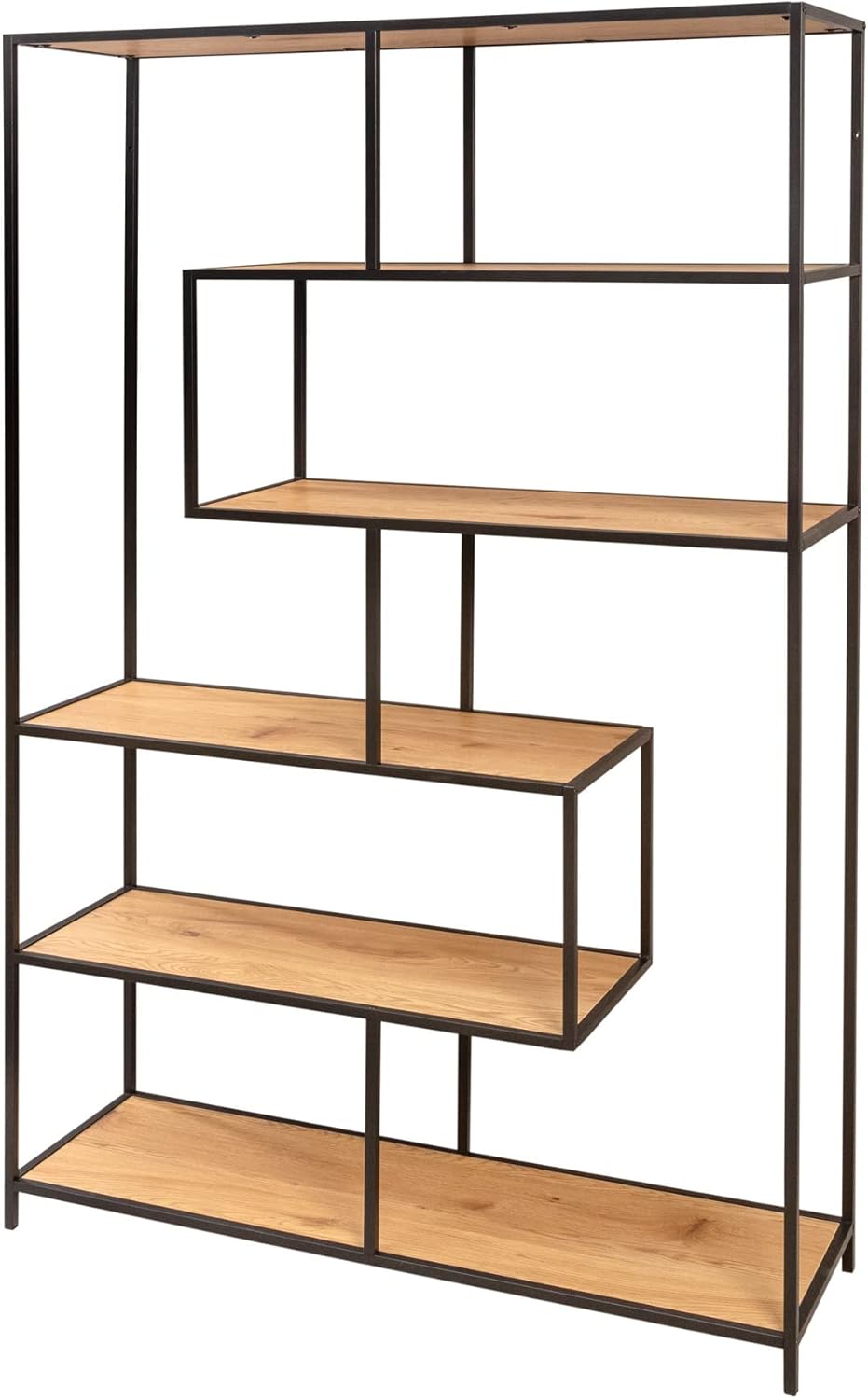 Riess Ambiente Industrial Bücherregal Slim LINE 185cm Wildeiche schwarz sechs Regalböden Standregal Wohnzimmerregal Regal