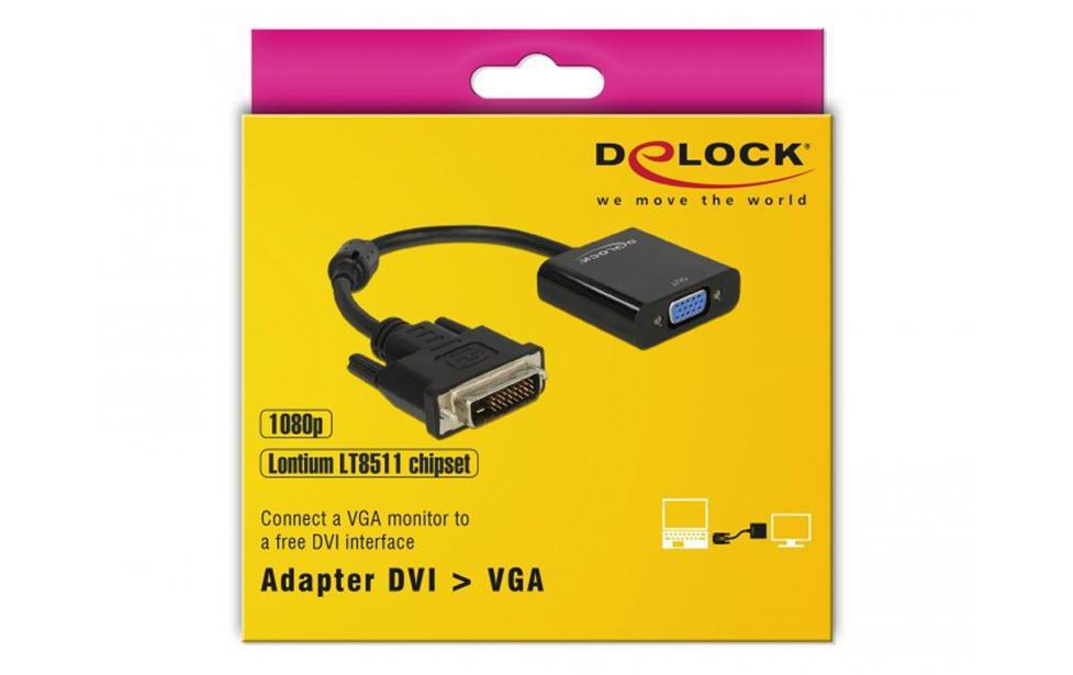 Konverter DVI-D - VGADVI-D 24+1 Stecker zu VGA Buchse, schwarz