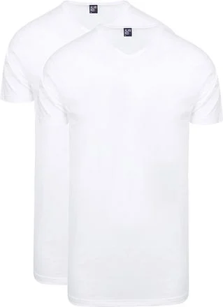 Alan Red Vermont Extra Lange T-Shirts Wit (2Pack) Herenmode 5671/2P/01 Vermont Long T-shirt White