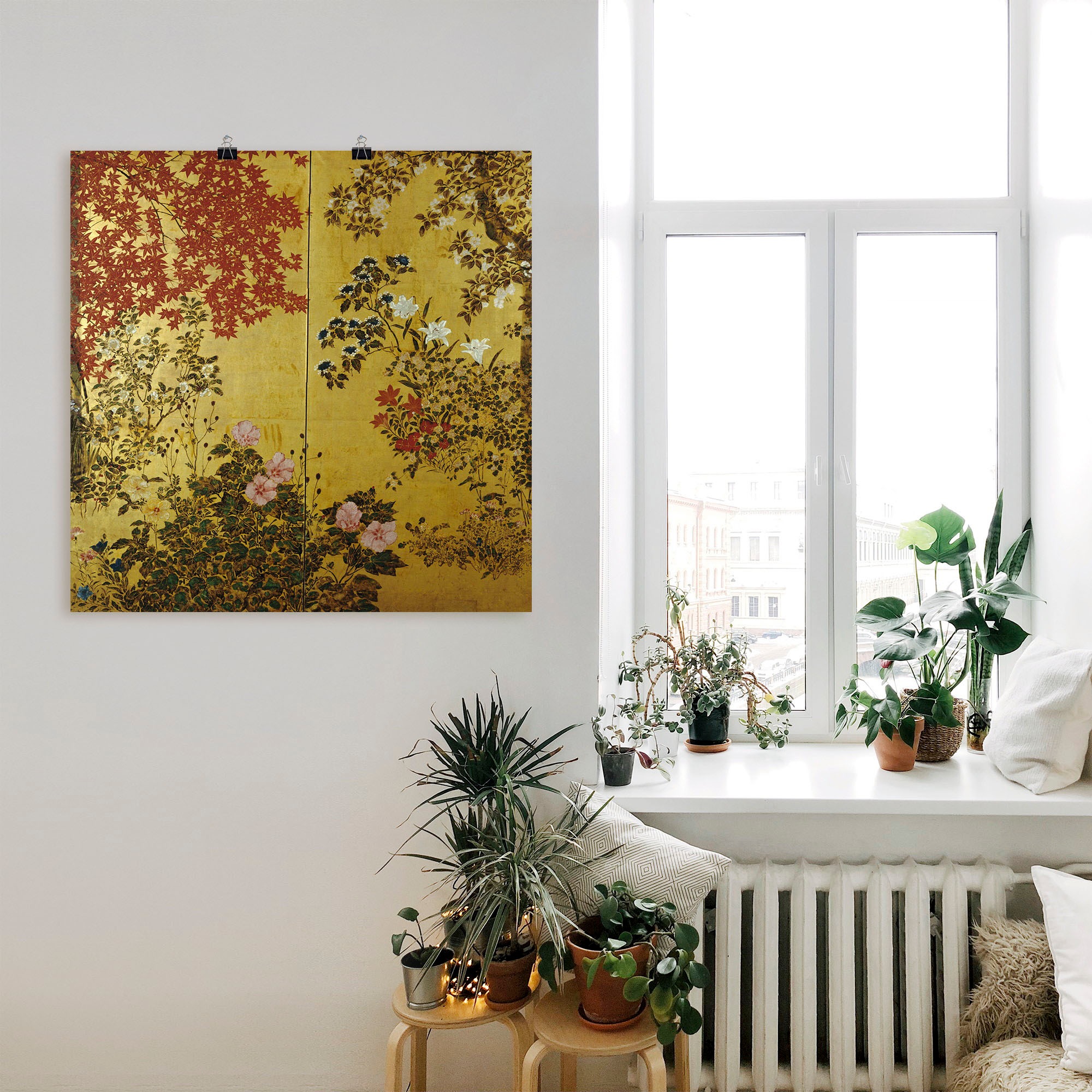 Artland Wandbild »Japanischer Wandschirm 18. Jahrhundert« Pflanzen 1 Stk. tlg. als Leinwandbild, Poster, Wandaufkleber in verschied. Grössen