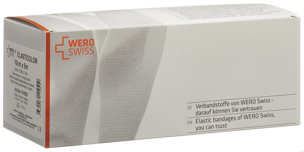 WERO SWISS Elasticolor Elastische Binde<br>10 Stück, 5mx10cm, blau
