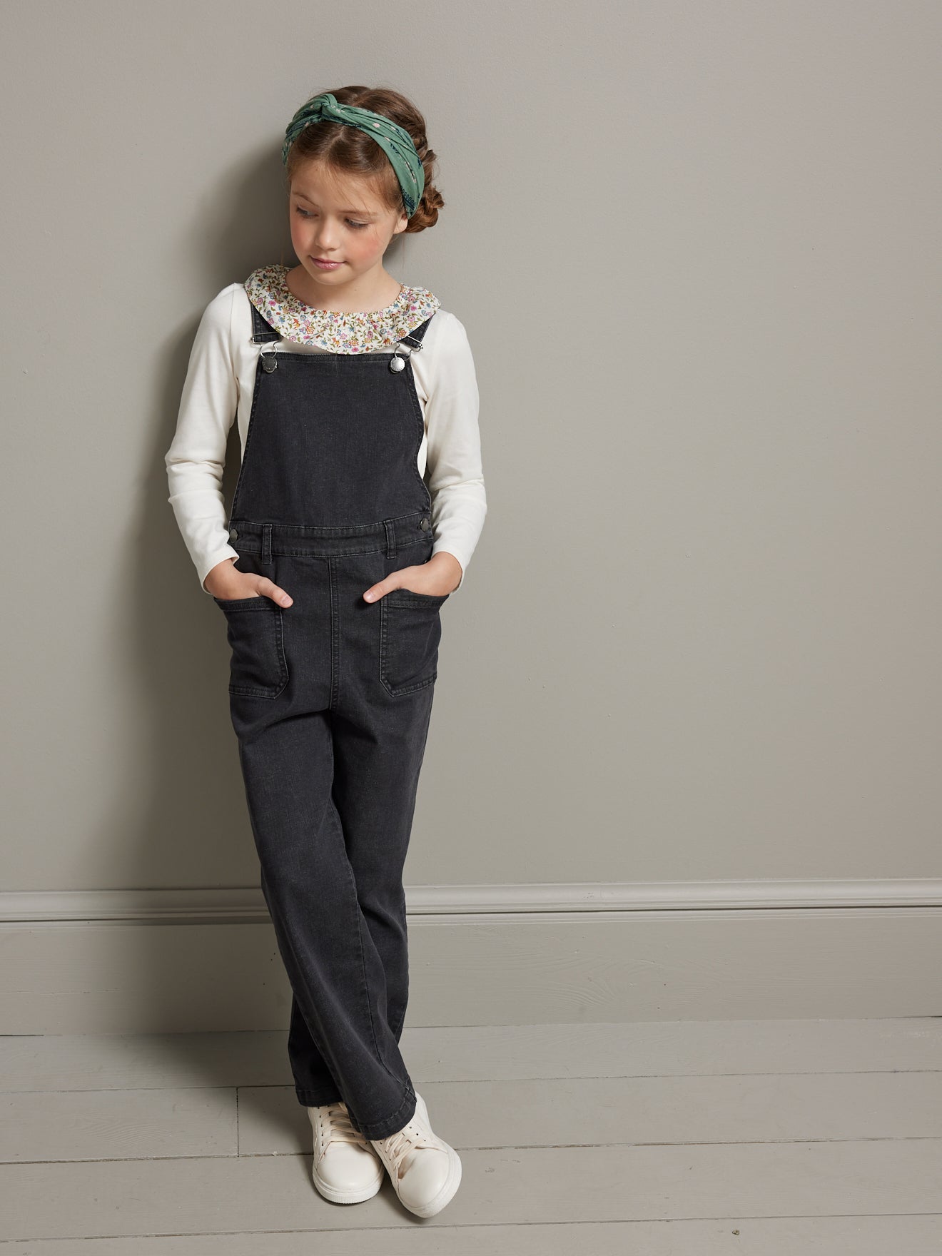 T-shirt Fille col en tissu Liberty - Coton bio