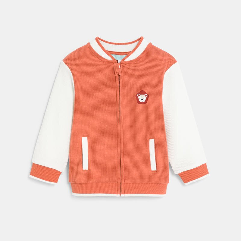 Sweat zippé teddy terracotta bébé garçon Orange