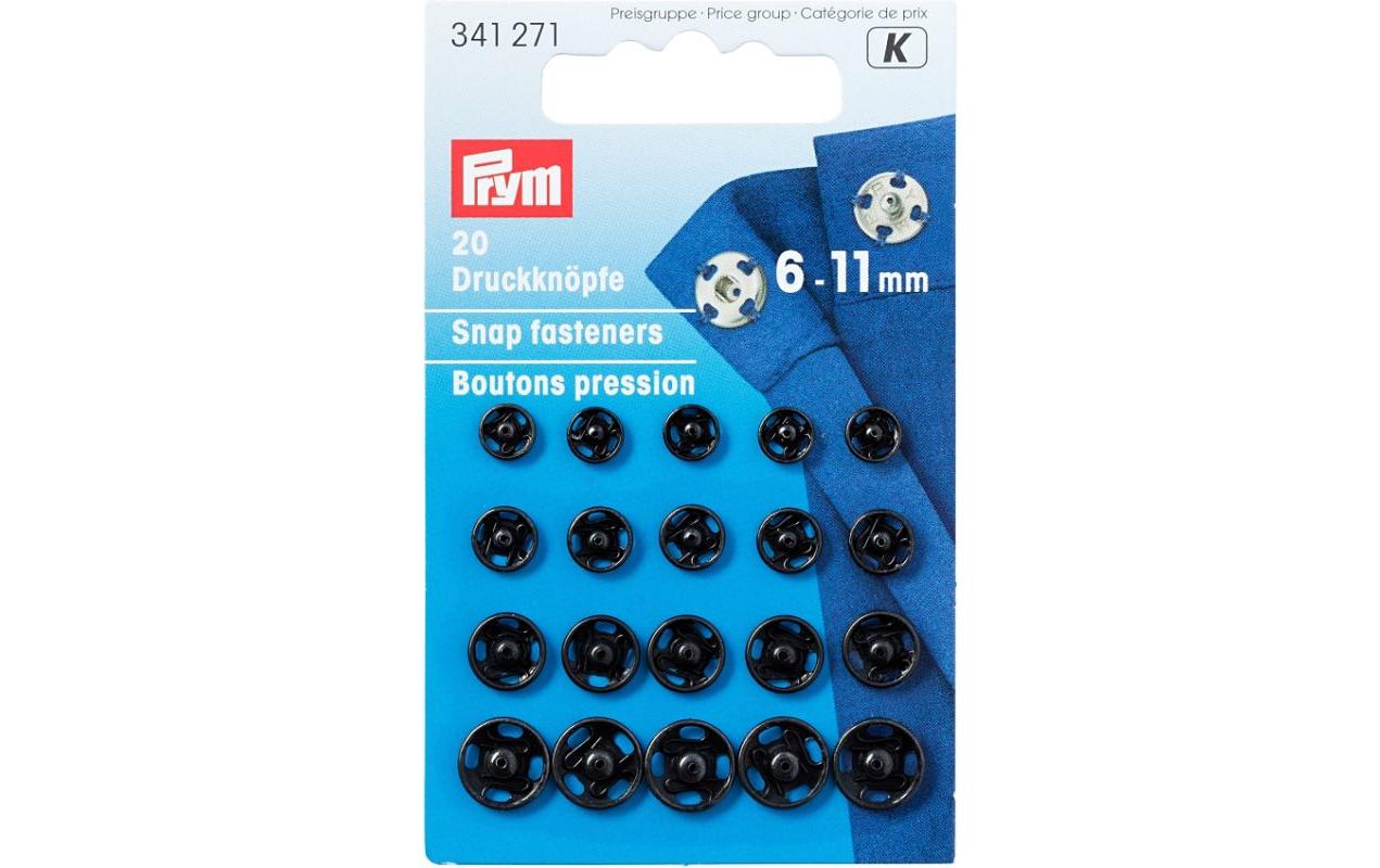 Druckknöpfe Schwarz, 6-11 mmAnnähdruckknöpfe für Bekleidung und Accessoires