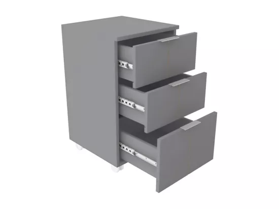 Caisson Roulant 3 Tiroirs Gris Mat 4 Roulettes L 36 H 64 P 36 cm
