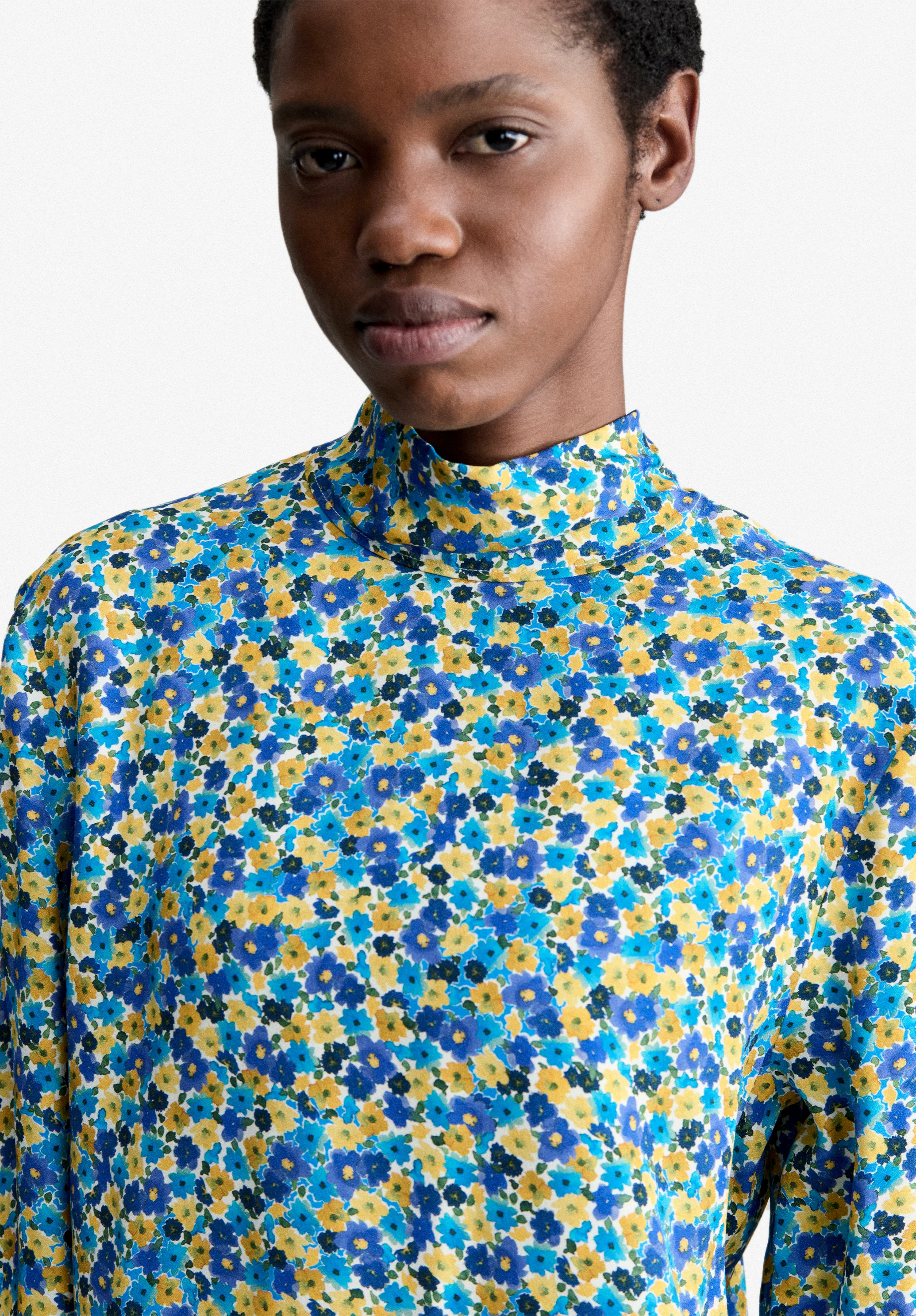 Blouse fluide à motifs fleurs multicolores - Multicolore