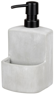 WENKO Spülmittelspender »Modell Festival« aus Beton, angesagter Industrial Look, mit Spülschwamm-Fach, 380 ml