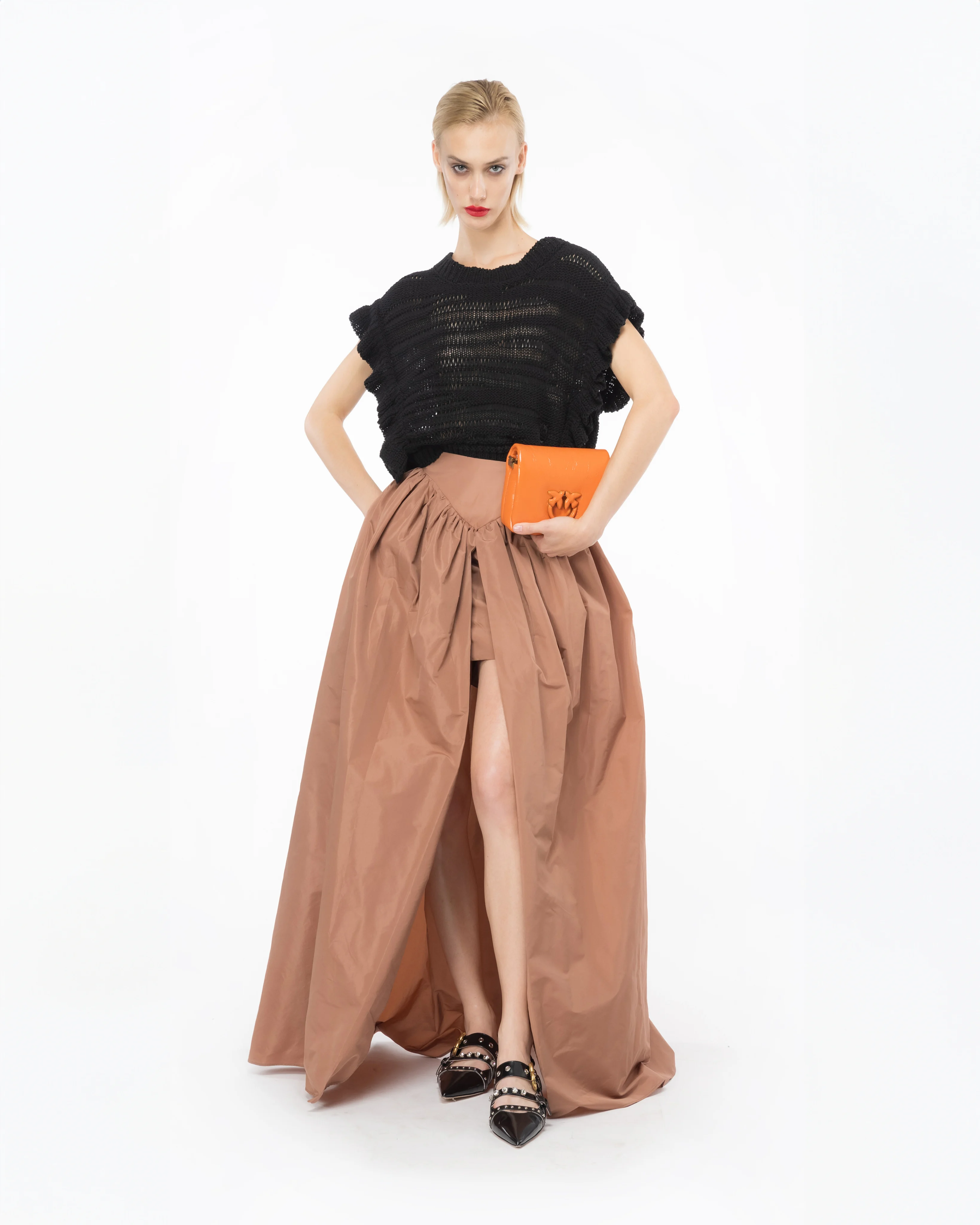 Maxi jupe fendue | Orange
