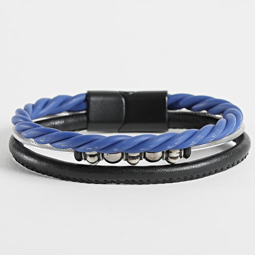 Bracelet Noir Bleu Argenté