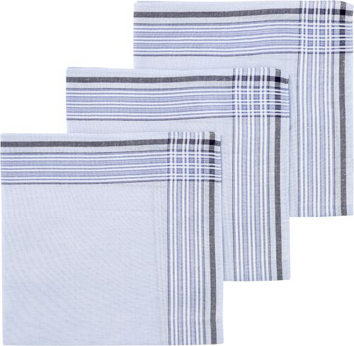 3 mouchoirs bleus 40x40