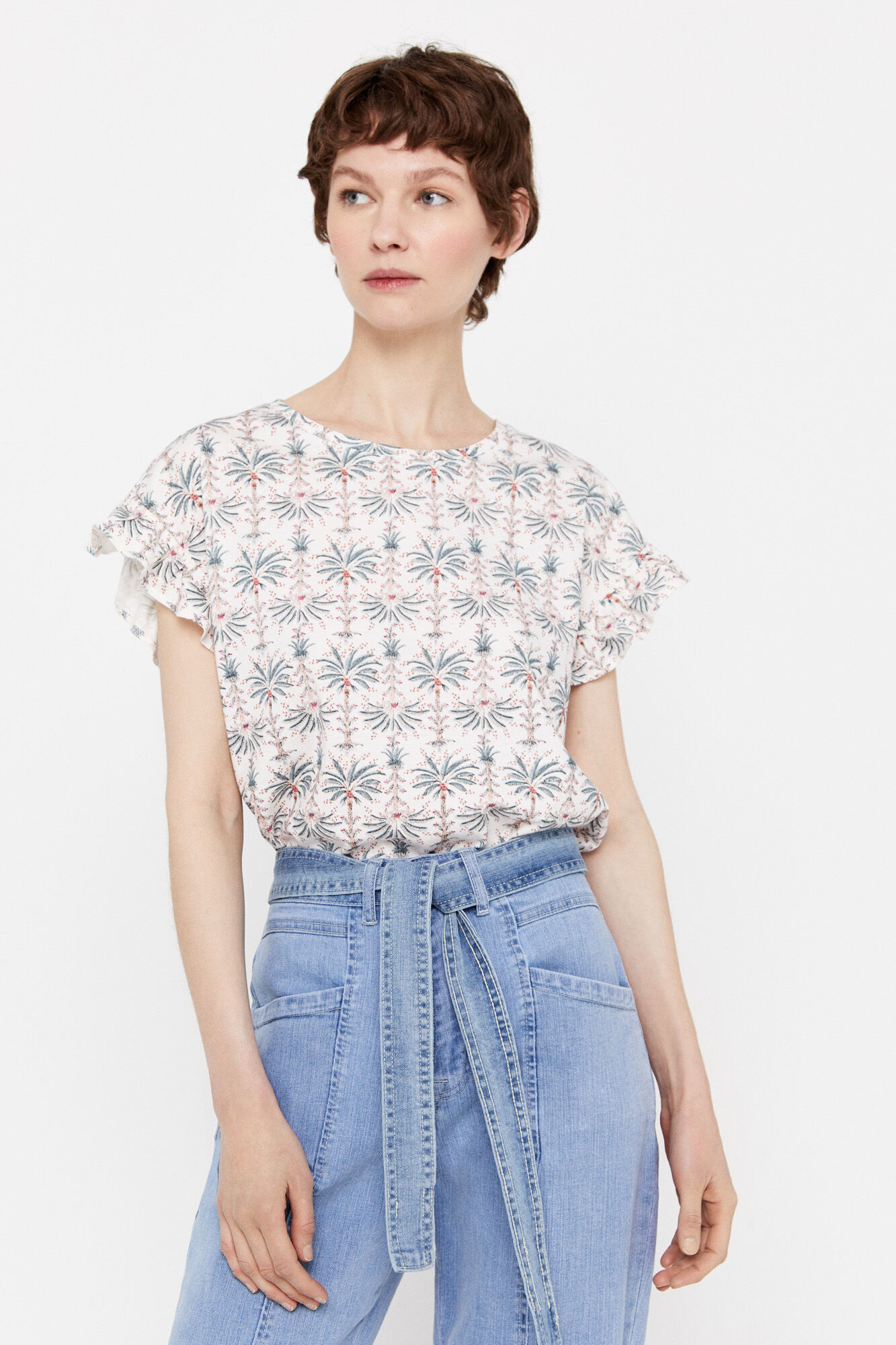 Camiseta com babados - Estampa branca