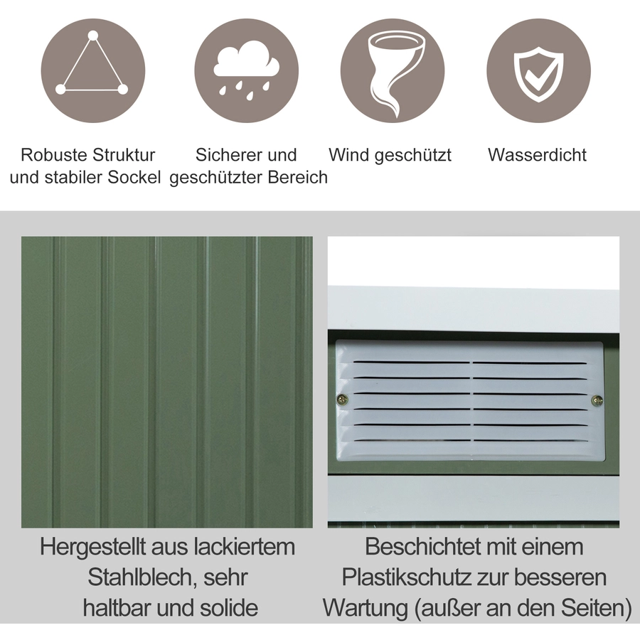 Outsunny Geräteschuppen mit Schiebetür hellgrün