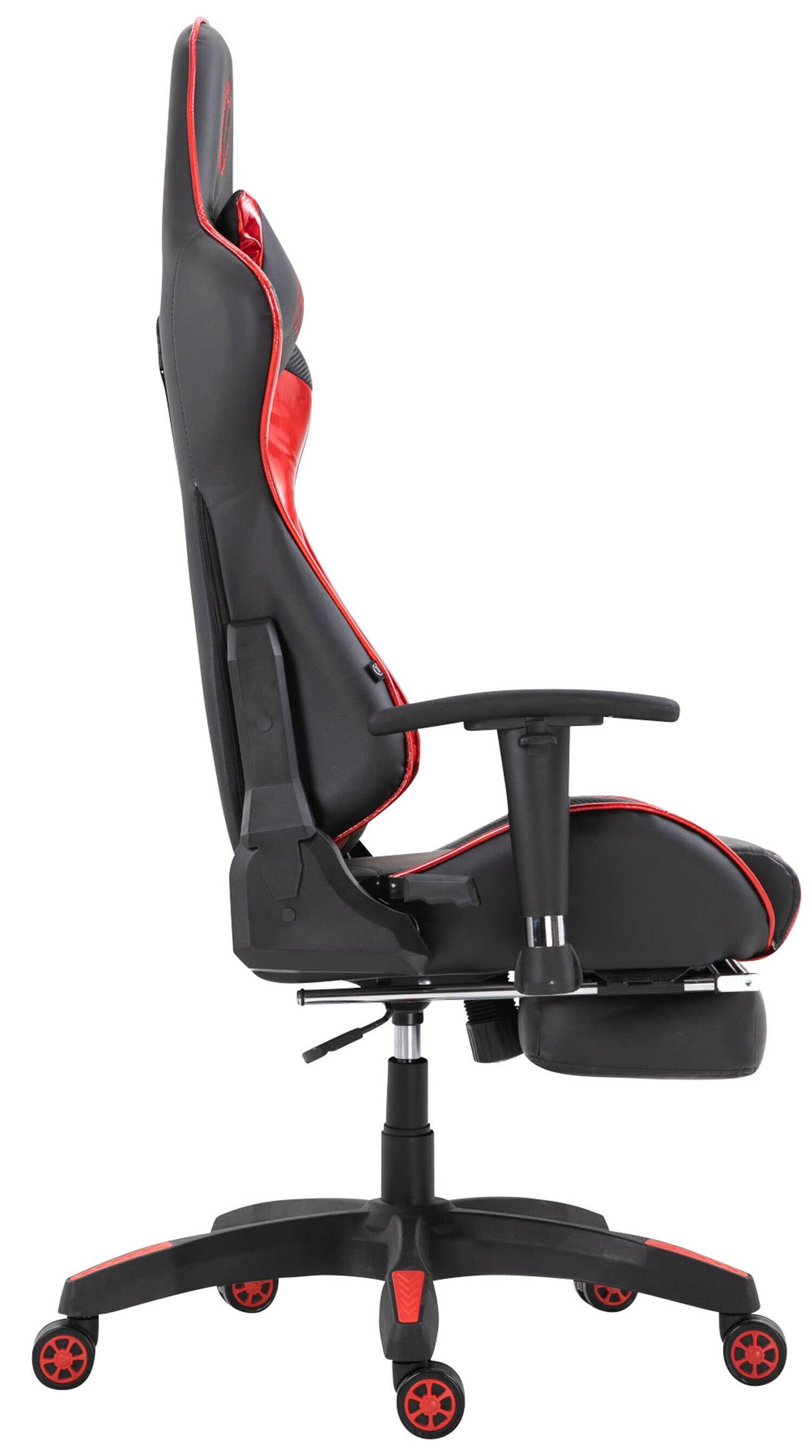 TPFLiving Racing Bürostuhl Turbine mit Fußablage glanz Schwarz/Weiß