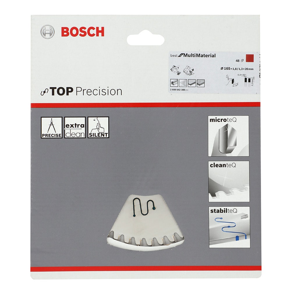 BOSCH 165mm 48T TCT Circular Saw Blade for Multi-Material Cutting - Plunge Saws - BEST for MULTIMATERIAL