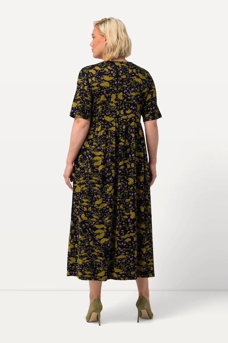Jerseykleid, Schmetterlinge, V-Ausschnitt, Halbarm