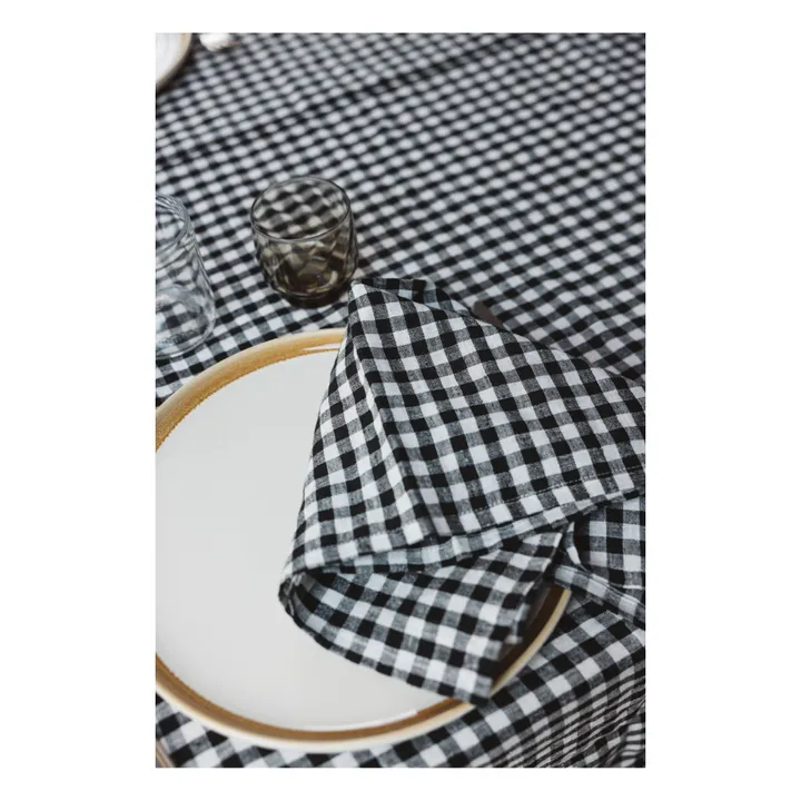 Gabrielle Paris Serviette de table en lin lavé vichy | Noir
