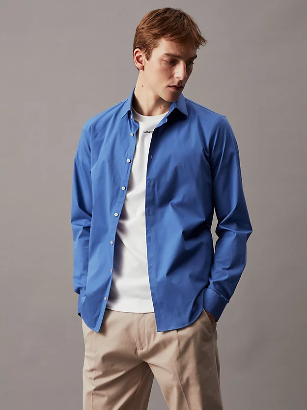 Camisa social slim fit em popeline