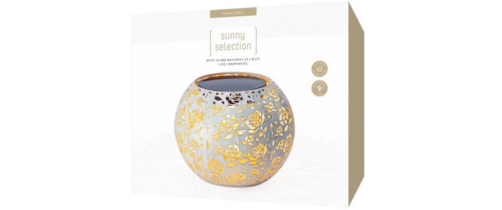 Windlicht Solar Antic Globe Baccara Ø 22 cm, WhiteSolarleuchte zum Aufstellen