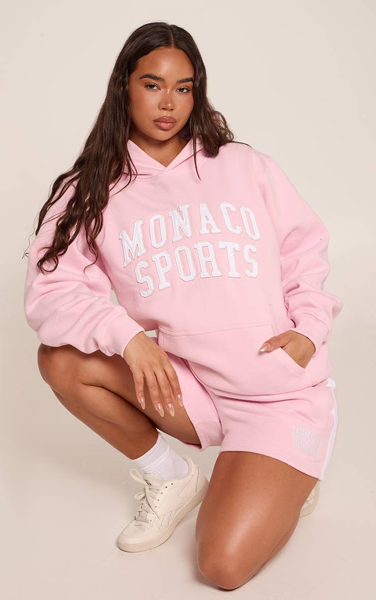 Rose Sweat À Casynthétiqueche Oversize À Imprimé Contrasté Monaco
