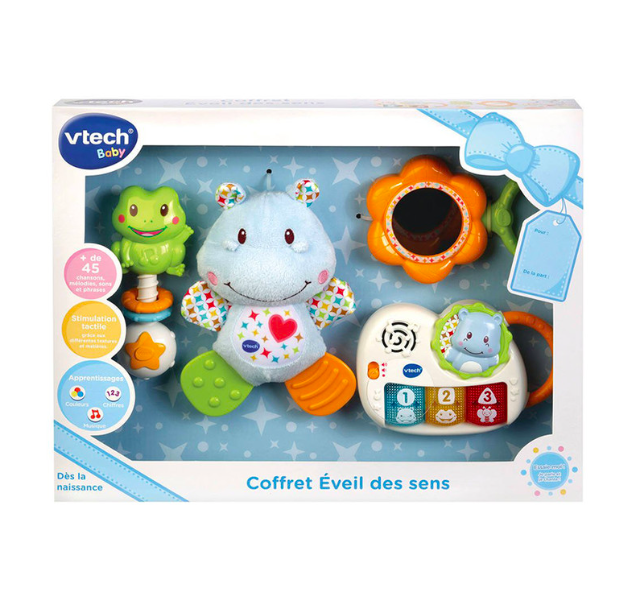 Coffret 1er âge naissance Eveil des sens - bleu - Ecru
