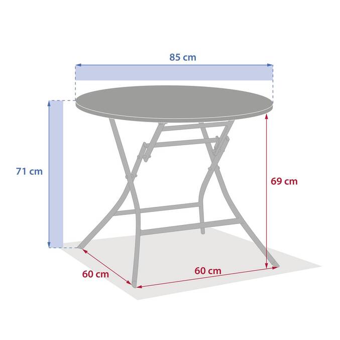 Table de jardin pliante ronde GREENSBORO Graphite