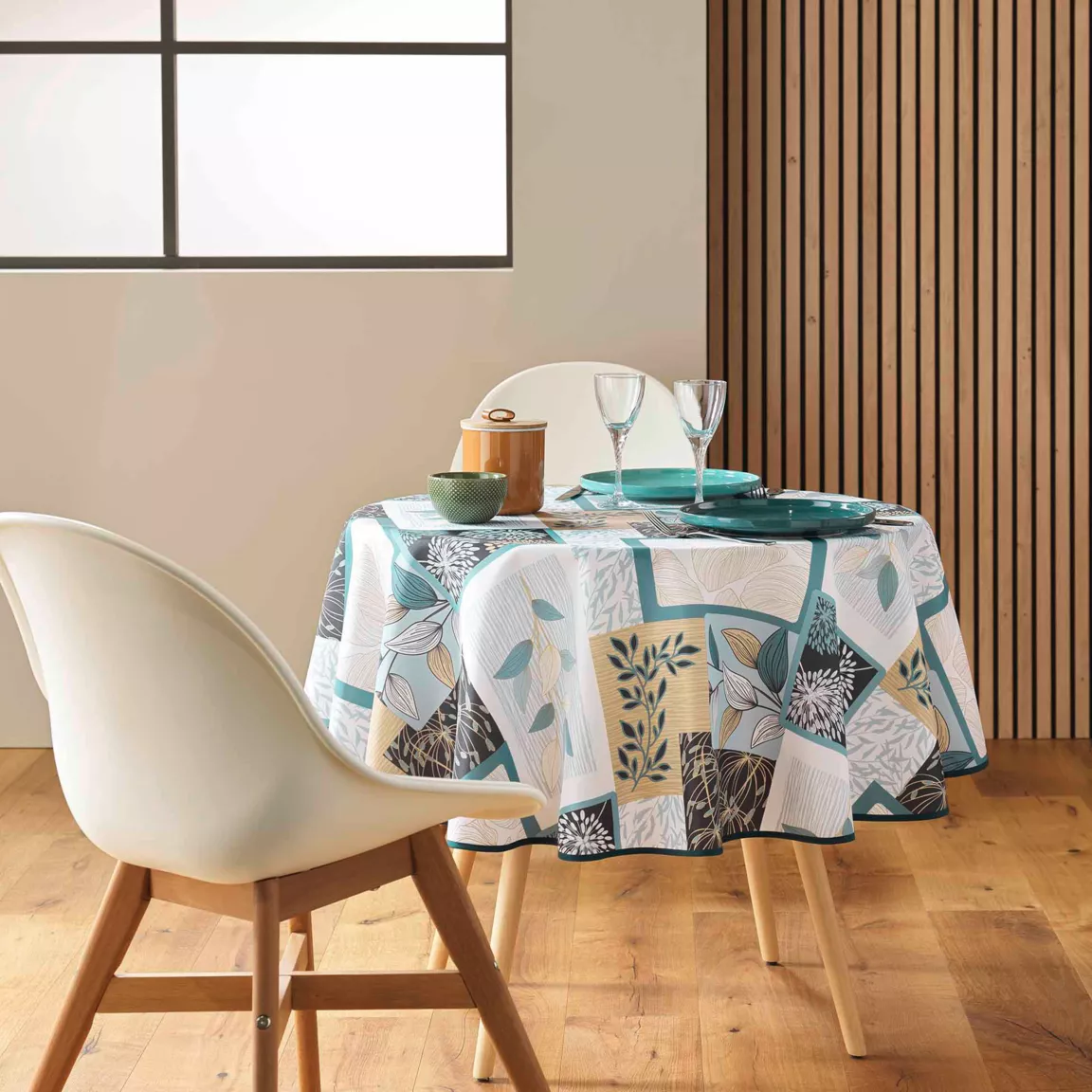 Nappe ronde anti tache (180 cm) Faya Vert sauge