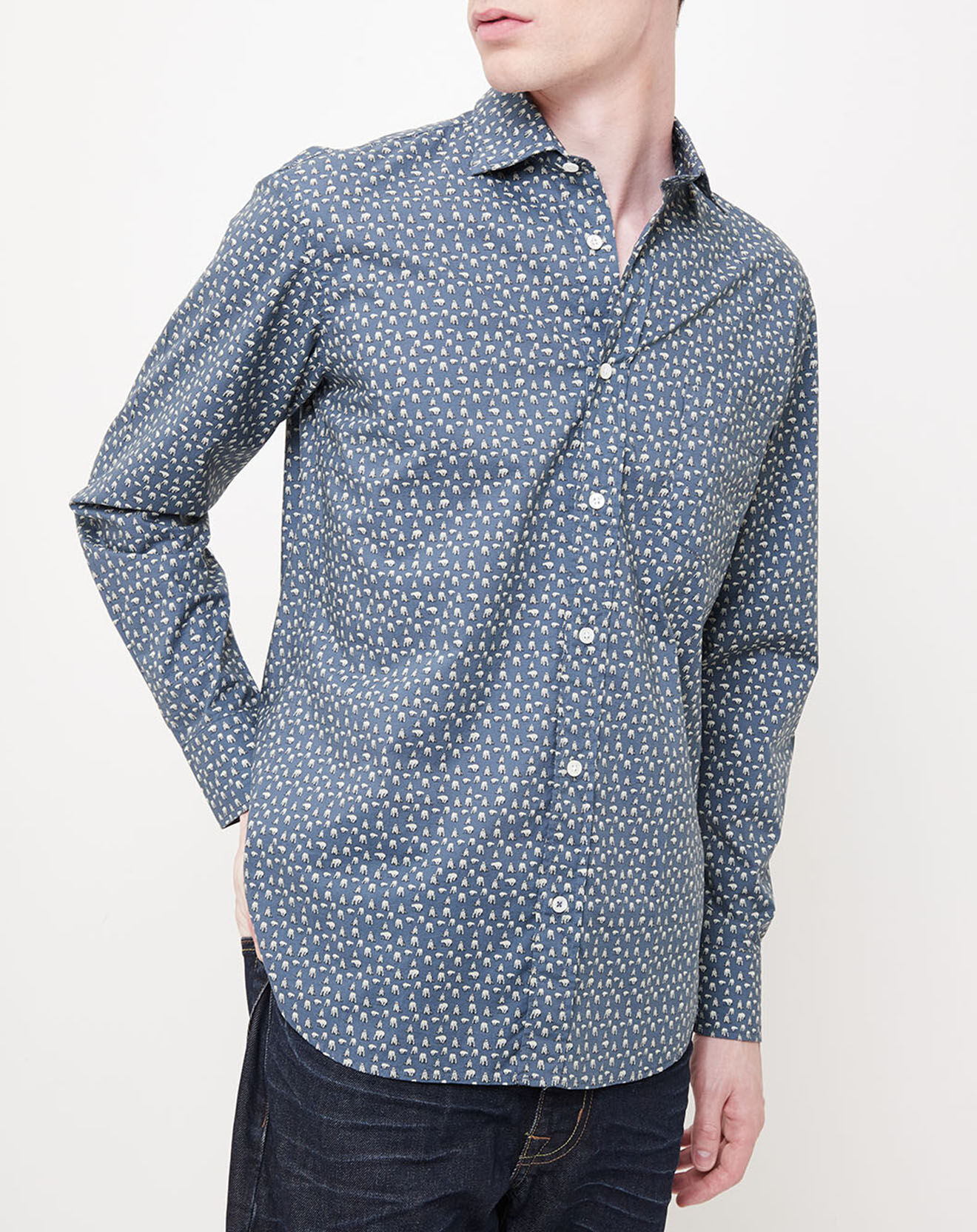 Hartford Chemise Regular Paul imprimée bleue