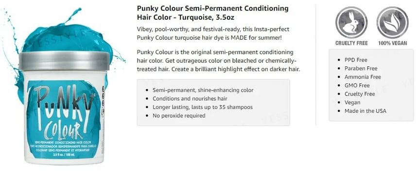 Punky Colour - Semi-permanente conditionerende haarkleur turquoise