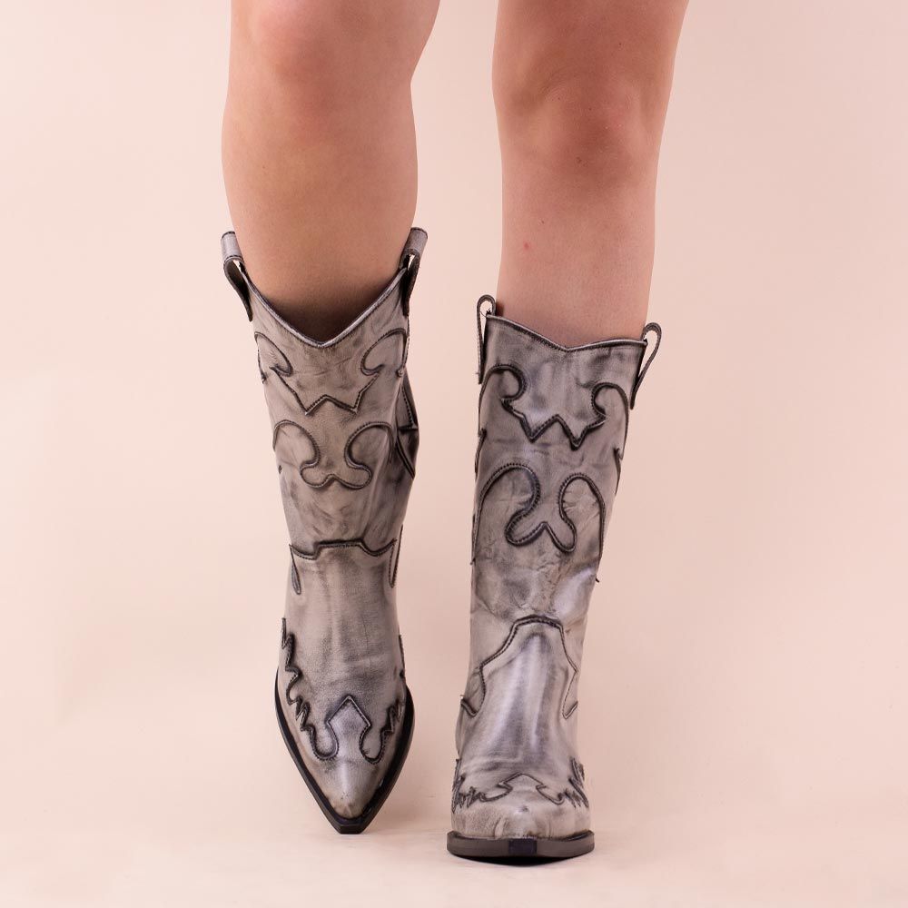 Bronx cowboyboots 47515 Edor-ra offwhite -zwart vintage