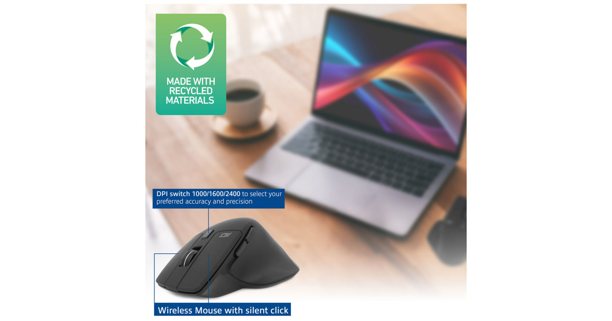 ACT ConnectivityDraadloze multi-connect muis  (Zwart, 2.4 GHz / Bluetooth)