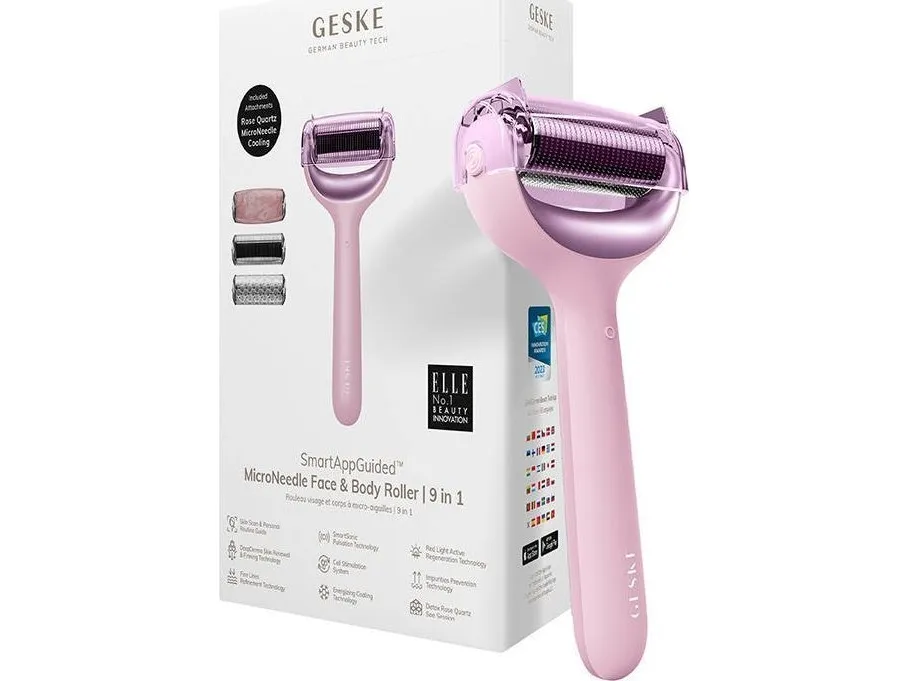 Geske Roller for needle mesotherapy of the face and body 9in1 Geske with Application (pink)