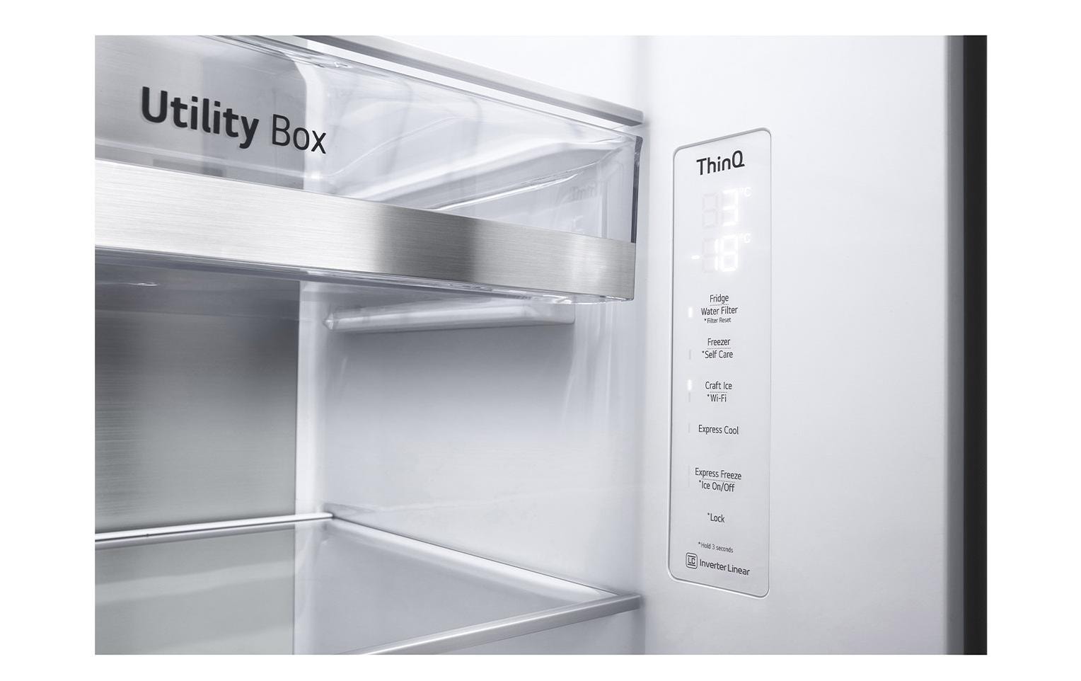Foodcenter GSXV90BSDE Brushed Steel<br>Side by Side Kühlgerät mit Fenster und Innenbeleuchtung