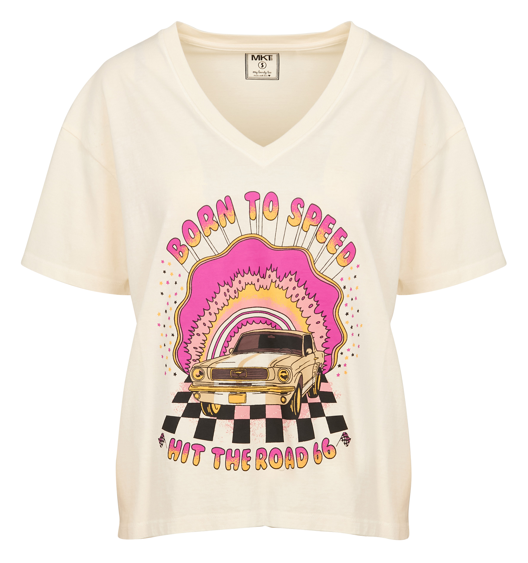 TITIA - Tee-shirt col rond sérigraphié en coton| Blanc