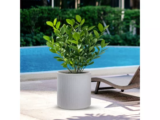 Vase en résine pour plantes d'intérieur et d'extérieur, design cylindrique rond d.36x35h Modigliani Beige