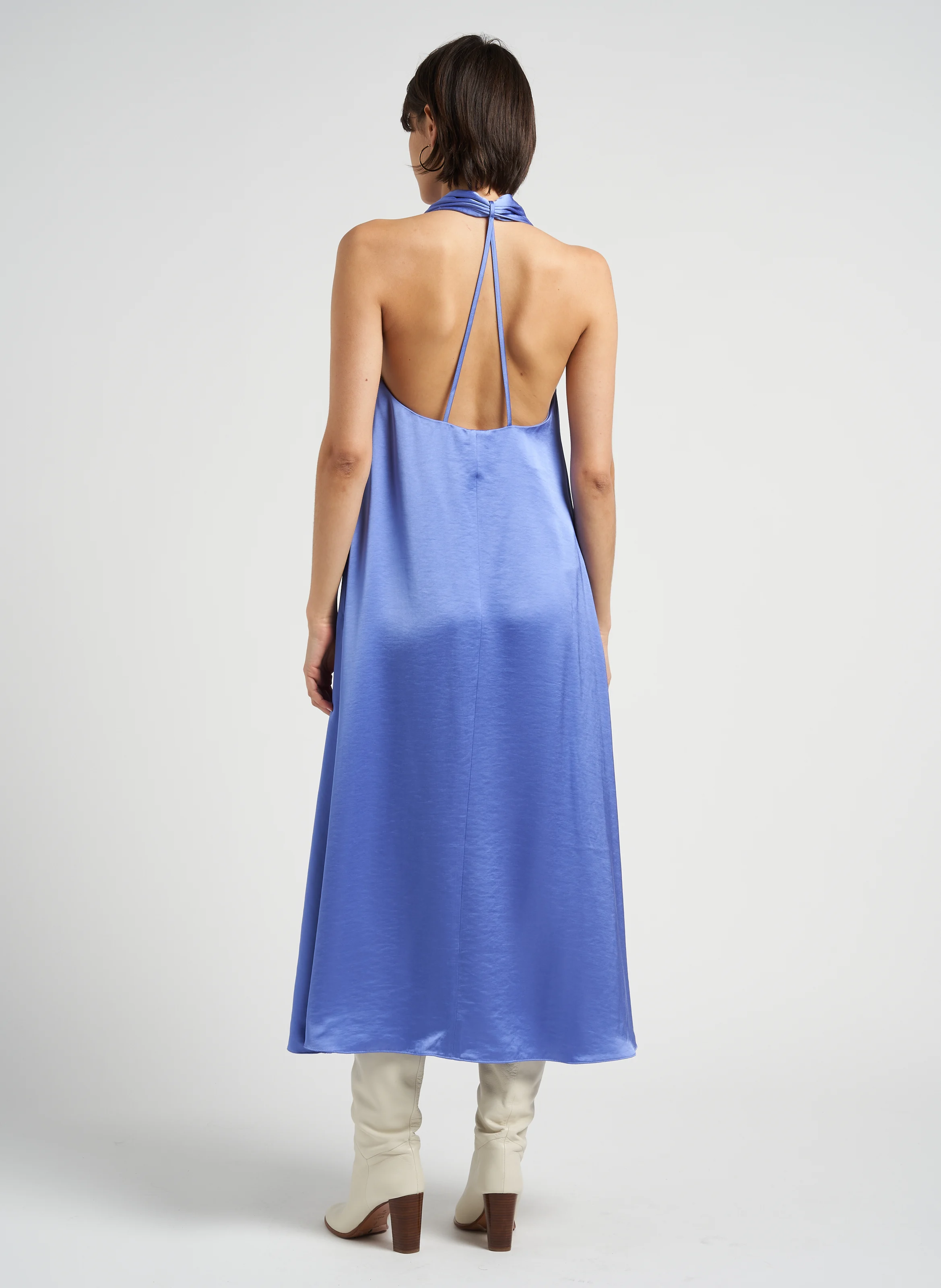 CILLE - Robe longue dos nu| Bleu