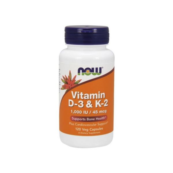 Now Vitamin D-3 & K-2 1000IU / 45mcg 120 Cápsulas Vegetais