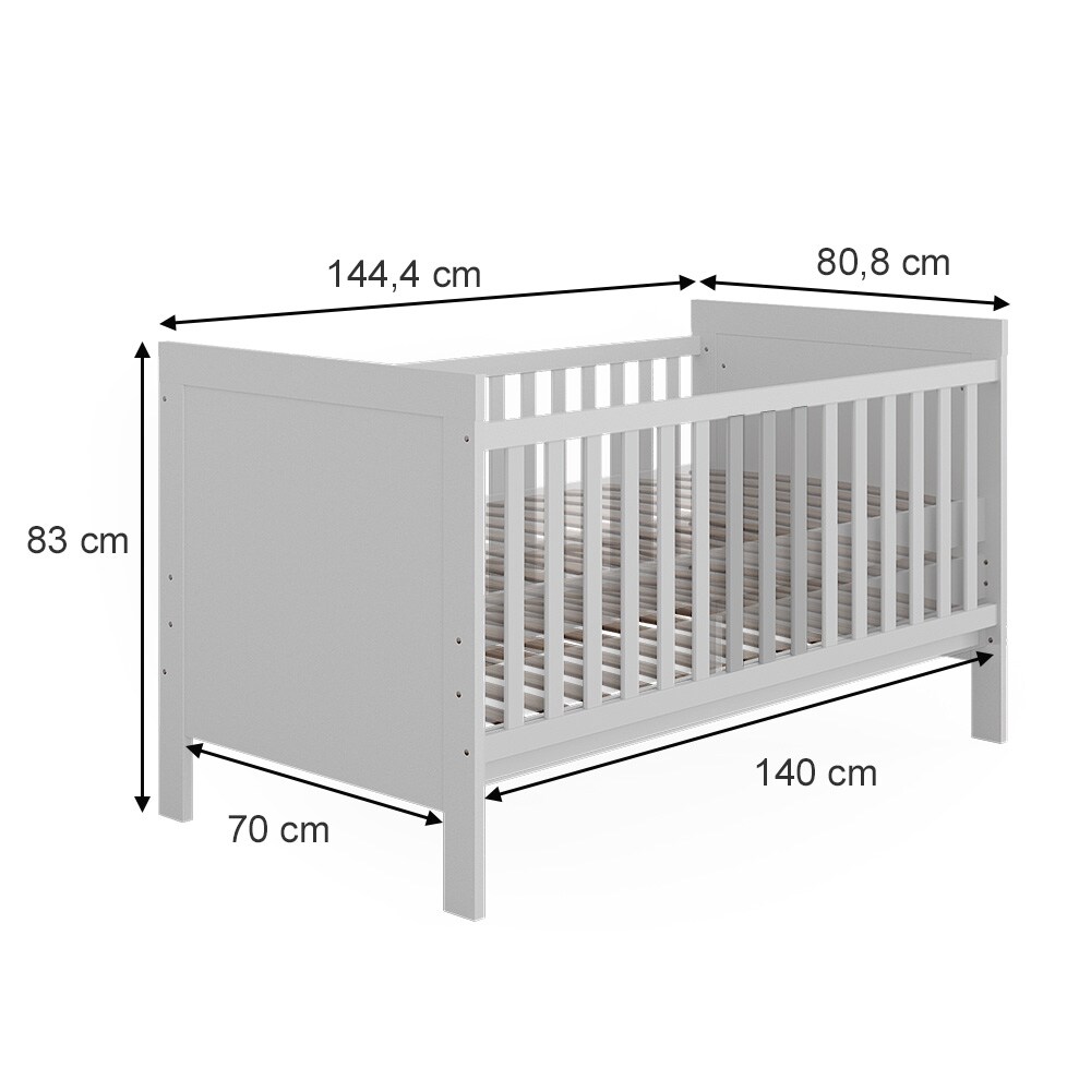 Vitalispa Babybett Ajaton Weiß 144,4 x 83 cm